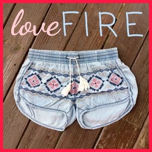 LOVE FIRE Embellished Denim Shorts